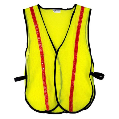 Safety Vest-Lime Fluorescent W/Red Reflective Stripes 55115