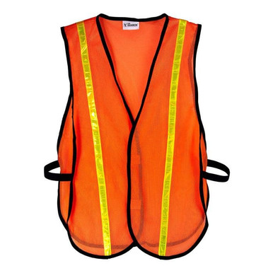 Safety Vest-Orange Fluorescent w/Yellow Reflective Stripes 55125