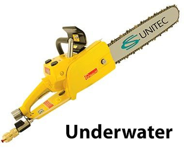 Air Chain Saw with Brake, 25", 4 HP, 90 psi / 92 cfm, for underwater use 5 1028 0040