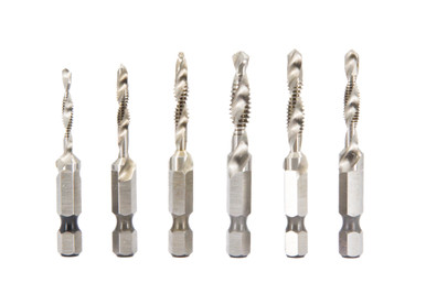 6 Piece Combined Drill Tap and Countersink Set with 1/4" Quick Change Hex Shank TDC6F-SET