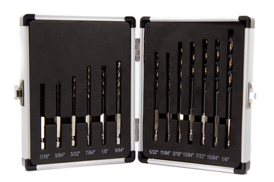 13 Piece Quick Change Hex Shank Drill Bit Set 1/16" - 1/4" Plastic Case KFDHEX13-PC