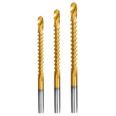 3 Piece HSS Tin-Coated Saw Drill Bit Kit, (1/8", 3/16" and 1/4") POUSWD3