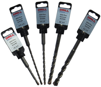 3/16" - 1/2" 5 Piece SDS-Plus Hammer Drill Bit Drill Bit Set SDS4FSET