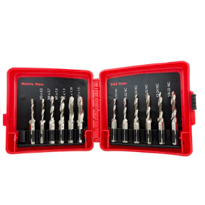 12 Piece Combined Drill Tap and Countersink Set with 1/4" Quick Change Hex Shank TDC12-SET