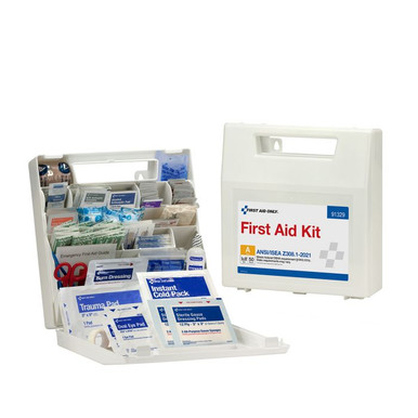 50 Person ANSI 2021 Class A, Plastic First Aid Kit with Dividers 91329