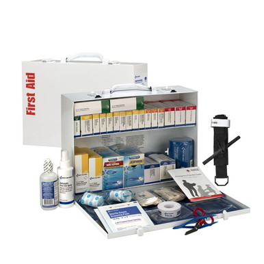 75 Person ANSI 2021 Class B, 2 Shelf First Aid Cabinet 91338