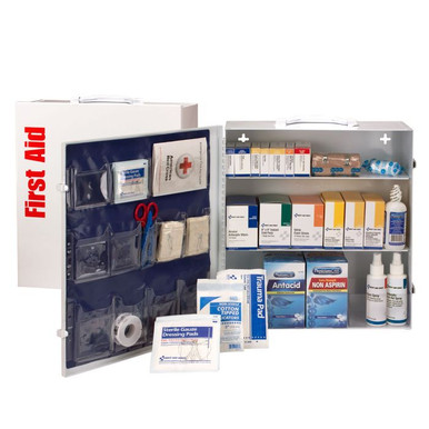 100 Person ANSI 2021 Class A, 3 Shelf First Aid Cabinet 91339