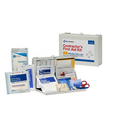 25 Person ANSI 2021 Class A, Contractor Metal First Aid Kit 91350