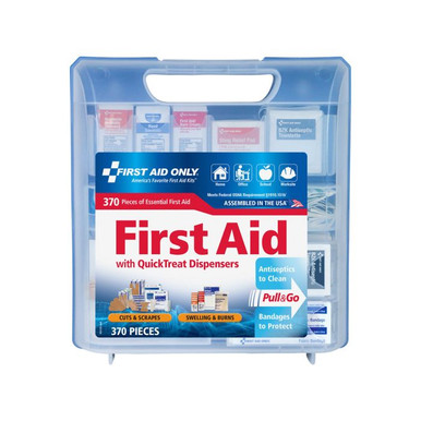 QuickTreat Dispenser Plastic First Aid Kit, 370 pc 91407