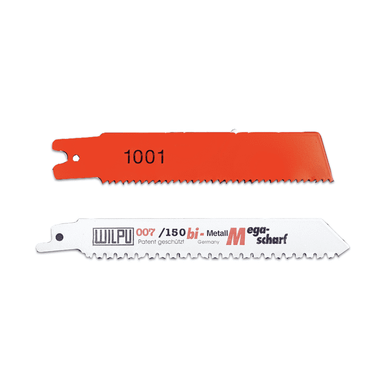 Reciprocating Saw Blades - Heavy-Duty Bi-Metal Blades for Freehand Sawing Metal and Pipe. 10 / 14 TPI,8" L x 1" W x .035T, double tang, (5) blades per pack 1003