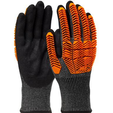G-Tek PolyKor Seamless Knit PolyKor Blended Glove with D3O Impact Protection and Nitrile MicroSurface Coated Palm & Fingers, S, Black 16-MPT630/S