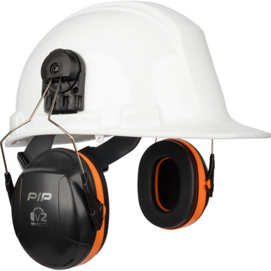 v2 V2 Cap Mounted Passive Ear Muff - NRR 24, OS, Neon Orange 263-V2CM