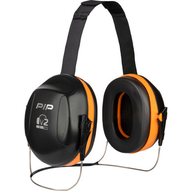 v2 V2 Passive Ear Muff with Neckband - NRR 25, OS, Neon Orange 263-V2NB