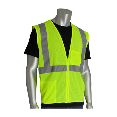 PIP ANSI Type R Class 2 Two Pocket Zipper Mesh Vest, XL, Hi-Vis Red 302-0702Z-RD/XL