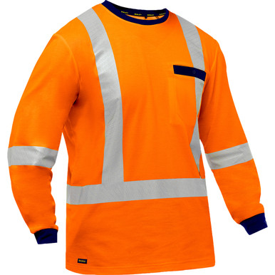 Bisley ANSI Type R Class 3 and CSA Z96 Class 2 X-Back Long Sleeve Shirt, L, Hi-Vis Yellow 313M6118X-Y/L