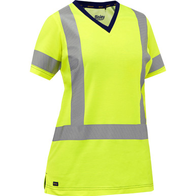 Bisley ANSI Type R Class 2 Women's Short Sleeve T-Shirt, XL, Hi-Vis Yellow 313W1118H-Y/XL
