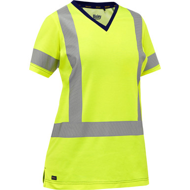 Bisley ANSI Type R Class 3 and CSA Z96 Class 2 Women's X-Back Short Sleeve Shirt, S, Hi-Vis Yellow 313W1118X-Y/S