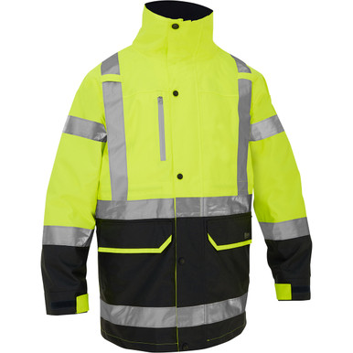 Bisley 5-in-1 Class 3 Ripstop Jacket with Zip-Out Class 2 Inner Jacket, S, Hi-Vis Yellow 333M6375H-YL/S