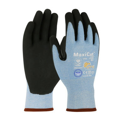 MaxiCut Ultra Seamless Knit Dyneema Diamond Blended Glove with Premium Nitrile Coated MicroFoam Grip on Palm & Fingers, L, Black 44-6745F/L