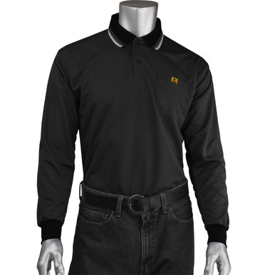 Uniform Technology Long Sleeve ESD Polo Shirt, XL, Black BP801LC-BK-XL