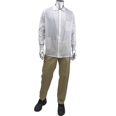 Uniform Technology StatStar Short ESD Labcoat - ESD Knit Cuff, M, White BR49AC-44WH-M