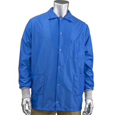 Uniform Technology StatMaster Short ESD Labcoat - ESD Knit Cuff, 5XL, Royal BR49AC-47RB-5XL