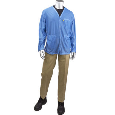 Uniform Technology Short ESD Sheer Labcoat, 5XL, Blue BR8-42NB-5XL
