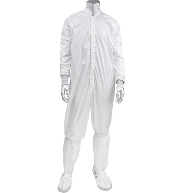 Uniform Technology Ultimax Stripe ISO 3 (Class 1) Cleanroom Coverall, L, White CC1245-16WH-L