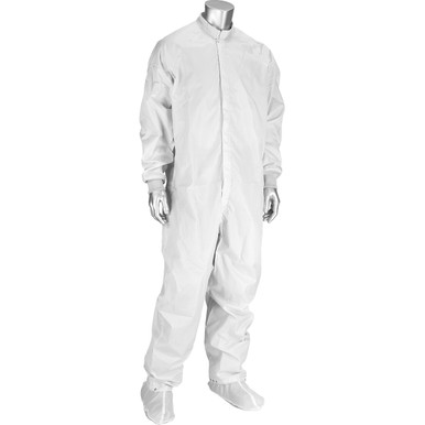 Uniform Technology Disctek 2.5 Grid ISO 4 (Class 10) Cleanroom / ESD Coverall, M, White CC1245-89WH-M