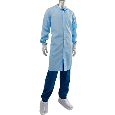 Uniform Technology C3 ISO 4 (Class 10) Cleanroom Frock, L, Light Blue CFRC-65LB-L