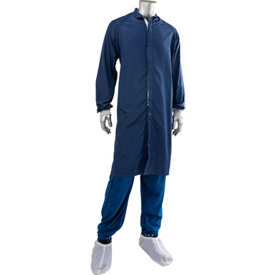 Uniform Technology C3 ISO 4 (Class 10) Cleanroom Frock, L, Navy CFRZC-65NV-L