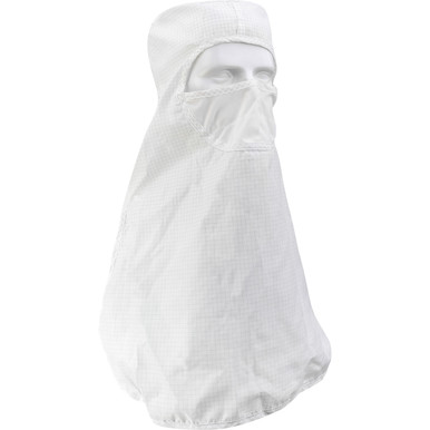 Uniform Technology Altessa Grid ISO 5 (Class 100) Cleanroom Hood with Built-In Face Mask - Pull Over, S, White CHPIN2-74WH-S