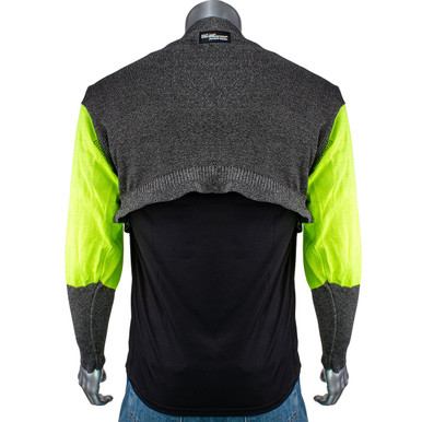 Kut Gard ATA PreventWear ATA Blended Cut Resistant Pullover with Hi-Vis Sleeves and Thumb Loop, 4XL, Dark Gray P150SP-2CM-HVB-TL-4XL