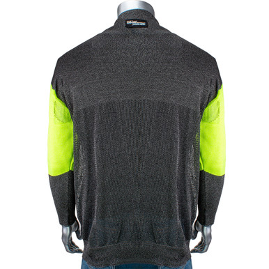 Kut Gard ATA PreventWear ATA Blended Cut Resistant Pullover with Removable Belly Patch, Hi-Vis Sleeves and Thumb Loops, 3XL, Dark Gray P190BP-PP1-TL-3XL
