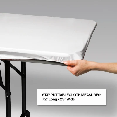 Stay-Put Table Cover, White, 6 Ft.