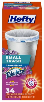 Small Drawstring Trash Bag, Fabuloso Scent, 4 Gallon, 34-Ct.