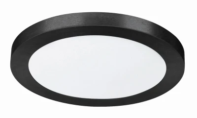 LED Edge-Lit Flat Panel Ceiling Light Fixture, Selectable Color Temp, Black, 15 Watt, 13 In. Round