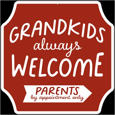 Metal Sign,Grandkids Welcome , 12 x 12 In.