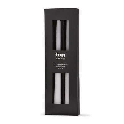 Slim Taper Candles, Cotton Wick, No Drip, White, 12 In., 4-Pk.