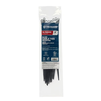Mounting Cable Ties, Black, 8 In., 15-Pk.