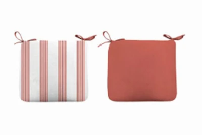 Patio Seat Pad, Red Striped, 18 x 15 x 3.5 In.