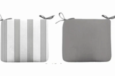 Patio Seat Pad, Gray Striped, 18 x 15 x 3.5 In.