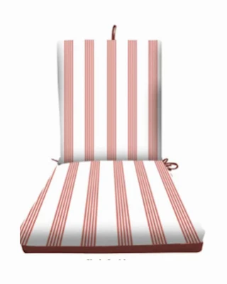 Patio Seat Cushion, Red Striped, 44 x 21 x 4 In.