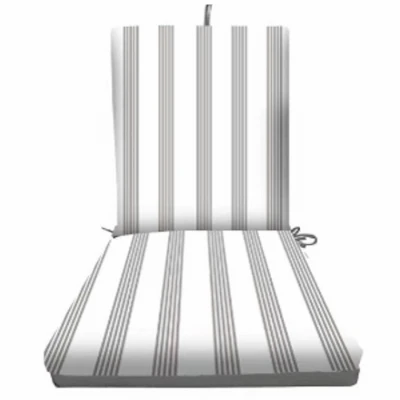 Patio Seat Cushion, Gray Striped, 44 x 21 x 4 In.