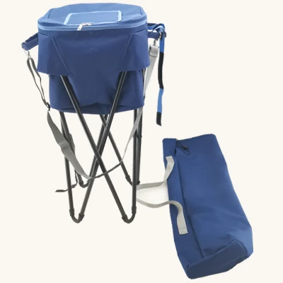 Collapsible Cooler & Carry Bag, Blue/Gray, Holds 32 Cans,