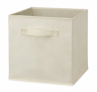 Fabric Storage Cube, Collapsible, Latte Color, 10.5 x 10.5 x 11 In.