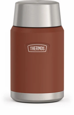 Insulated Food Jar & Spoon, Stainless Steel, Saddle Color, 24 oz.