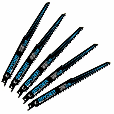 Bi-Metal Reciprocating Saw Blades, Wood/Nails, 6-TPI, 9 In., 5-Pk.