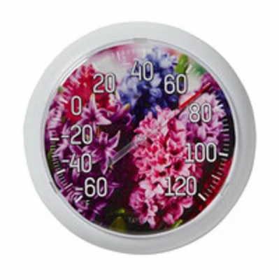 Floral Thermometer, 8.5 In. Round