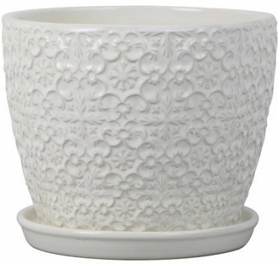 Mediterranean Ceramic Bell Planter, Crackle White, 10 In.